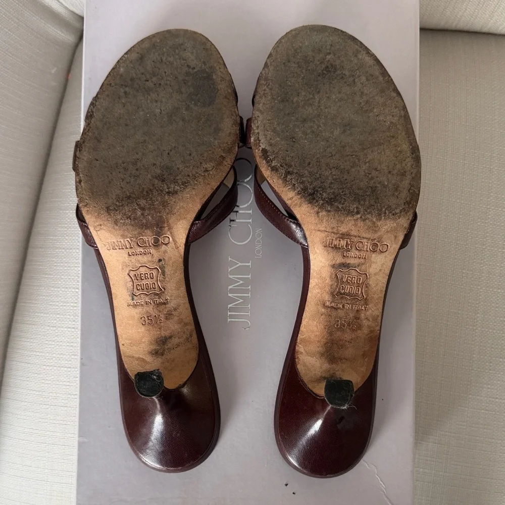 Jimmy Choo Dark Brown Leather Heels - Picture 2 of 3